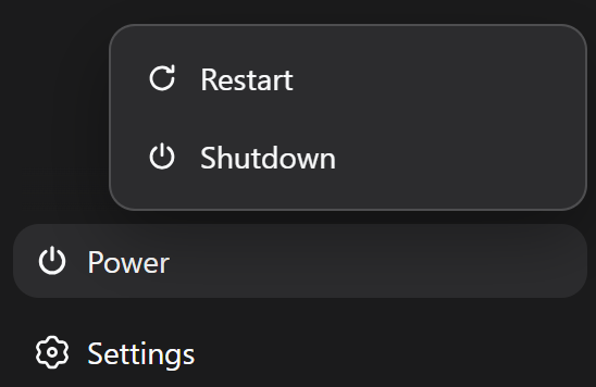 Restart / Shutdown menu