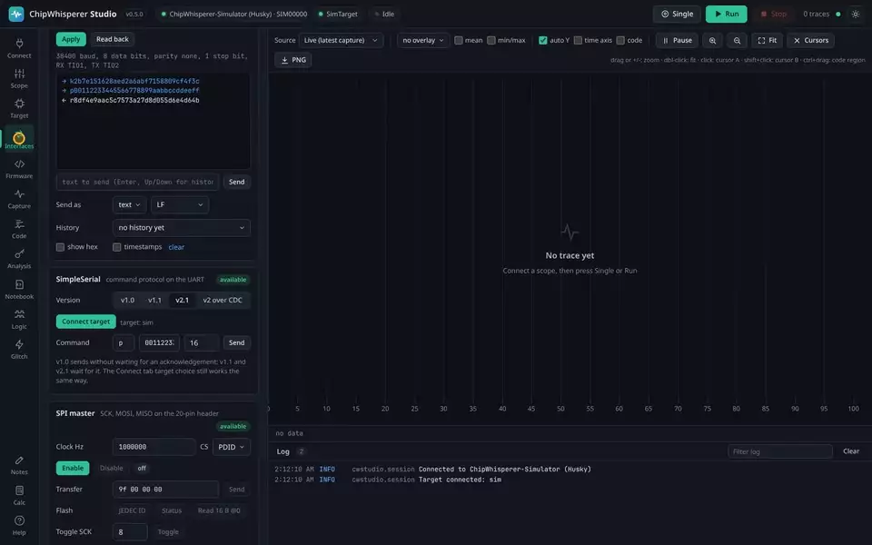 Reading an SPI flash and simulating a Nano in the Interfaces tab (animated)