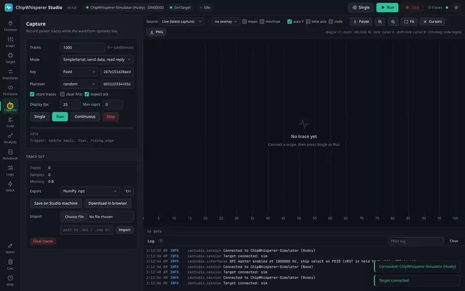 Capturing 500 traces (animated)