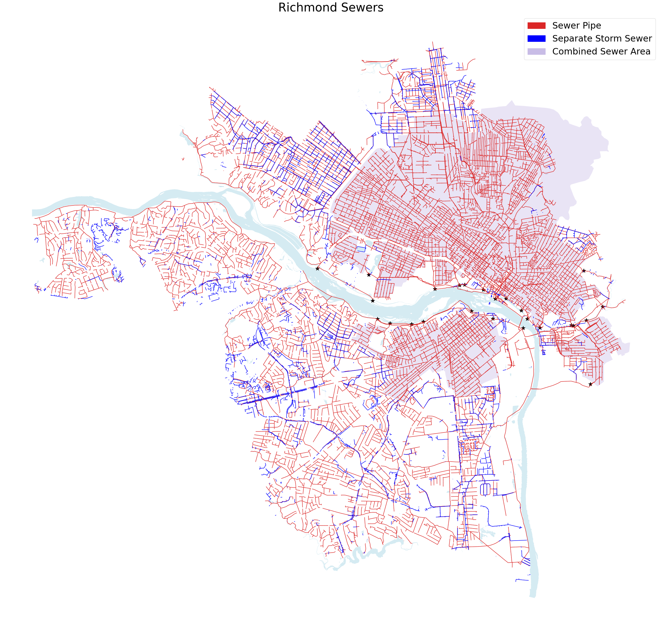 A map of Richmond sewer lines