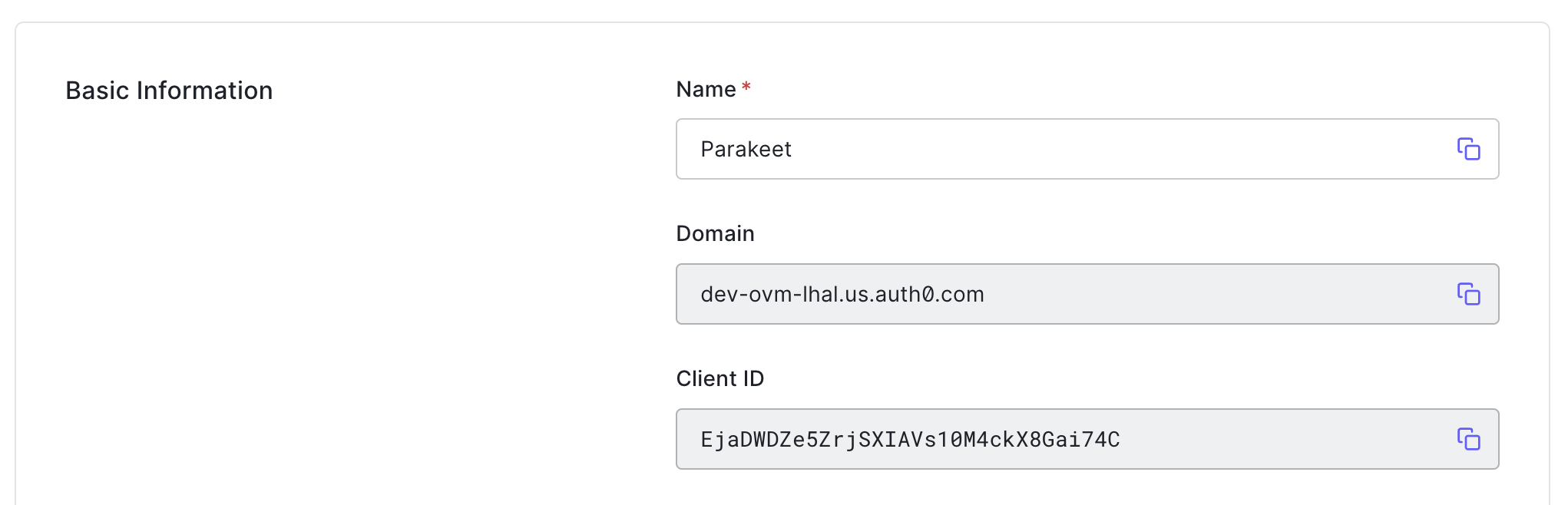 Auth0 settings