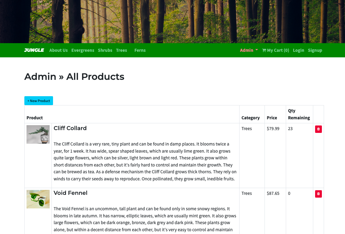 "Admin dashboard where new products can be added"