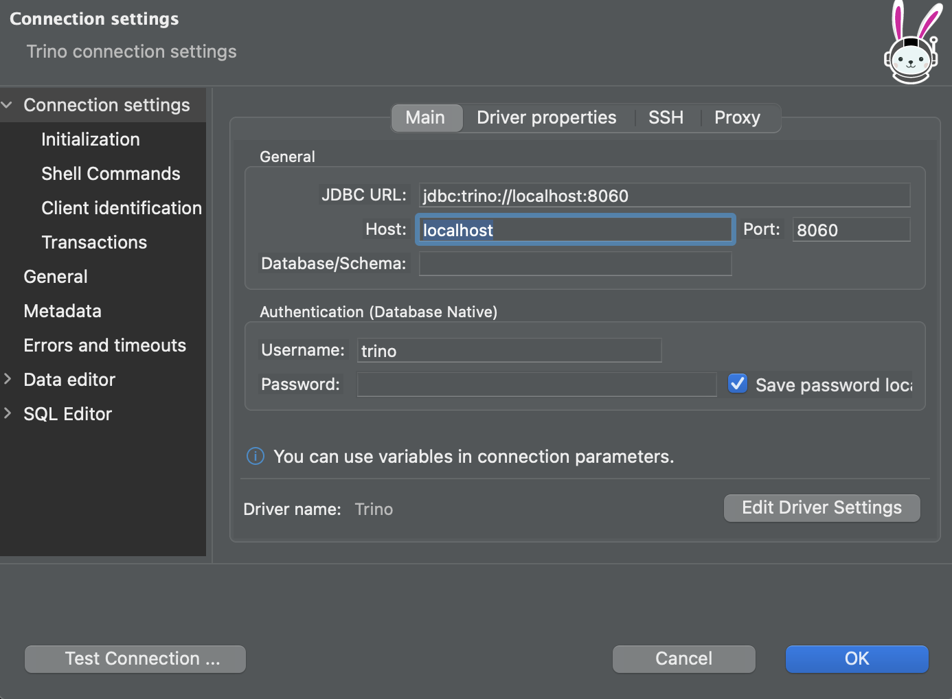 Trino JDBC connection