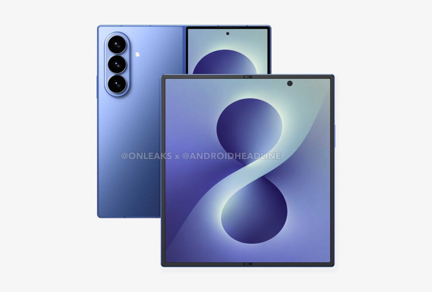 Blue tri-fold smartphone concept render