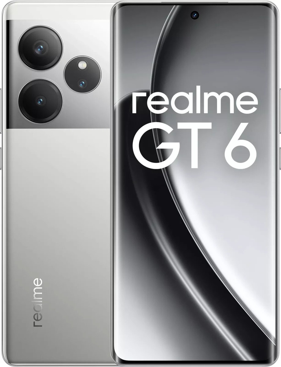 Realme GT 6 silver smartphone design