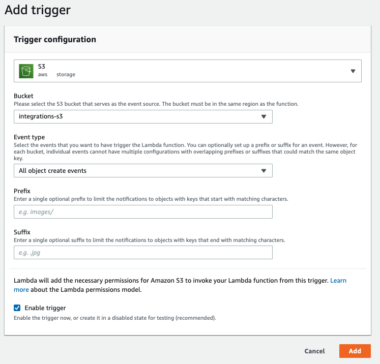 Add S3 Trigger