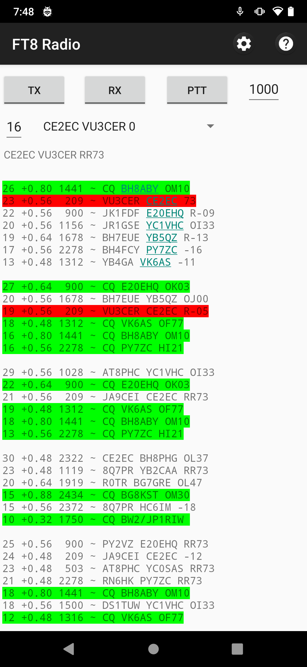 FT8 QSO from Android