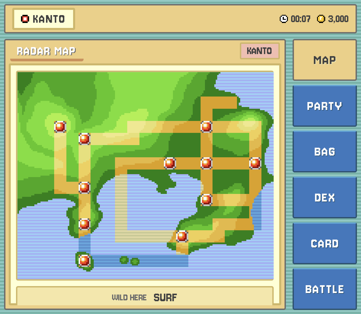 FireRed minimal map page in the Bag window style
