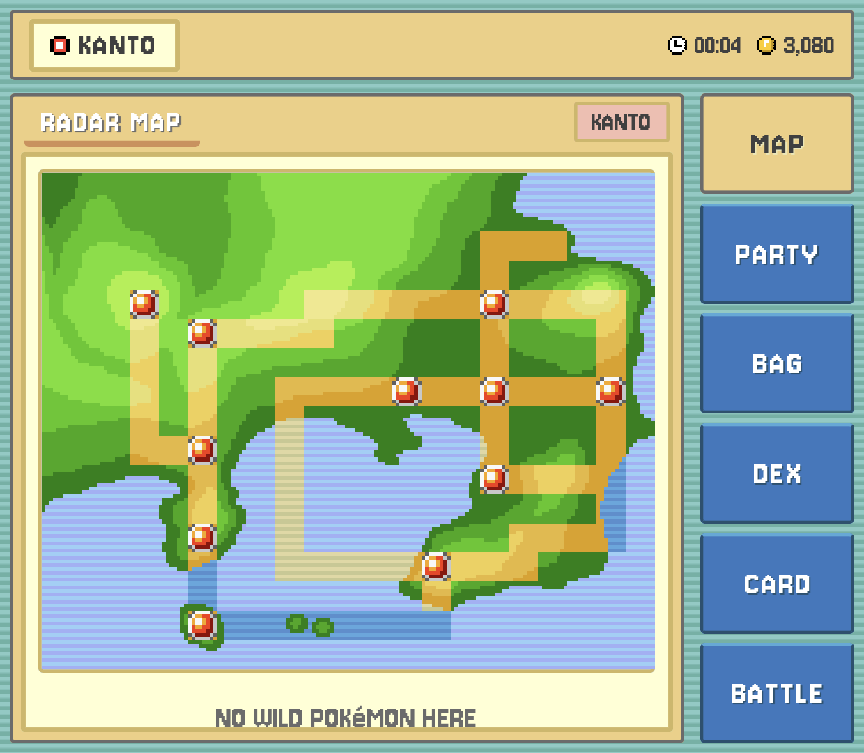 LeafGreen minimal map page in the Bag window style