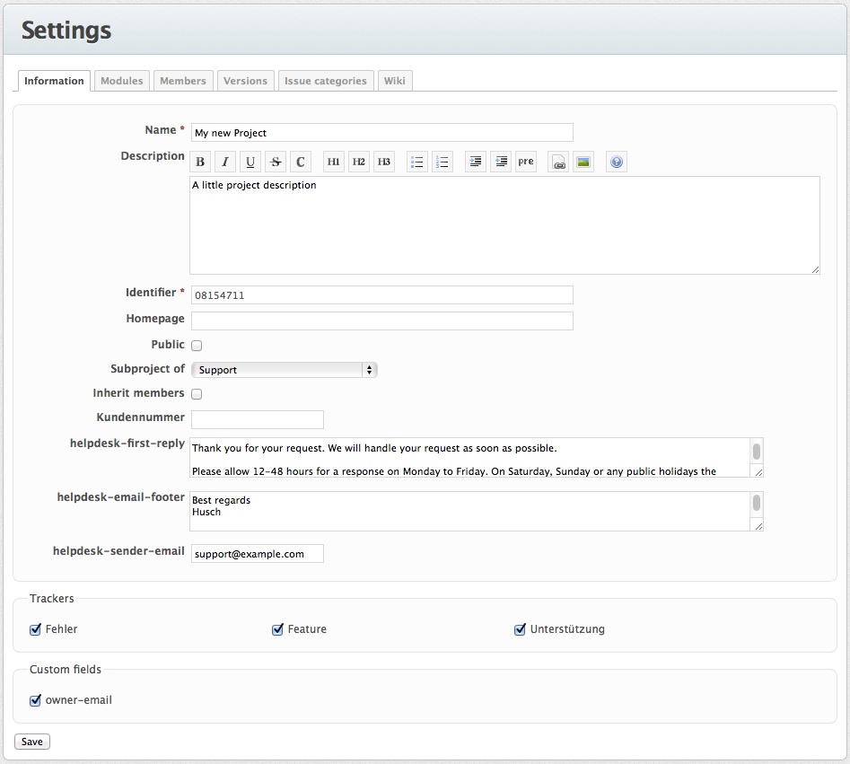 project configuration sample