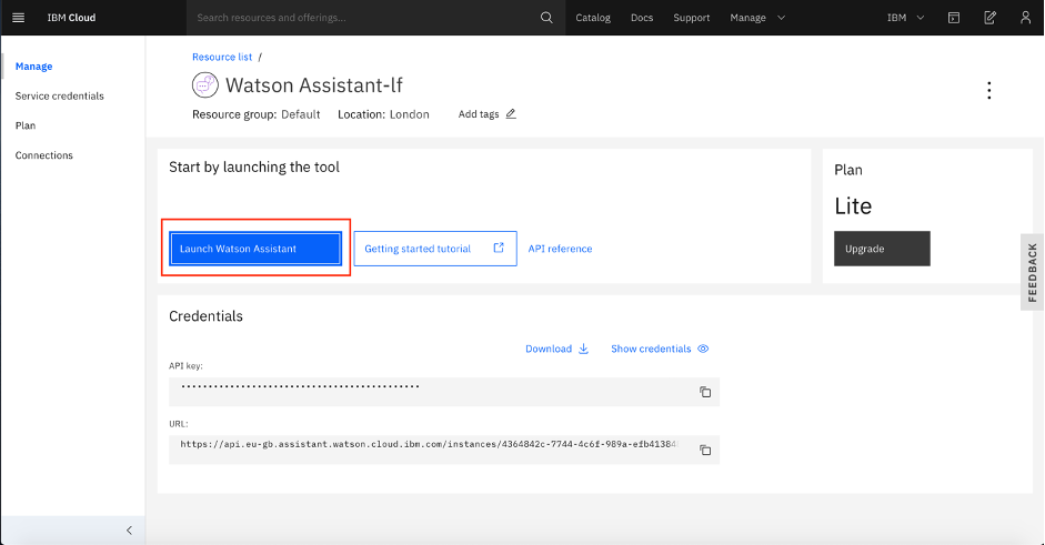 Starting Watson Assistant