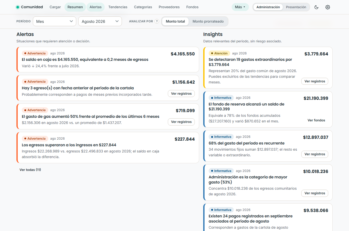 Alertas e insights