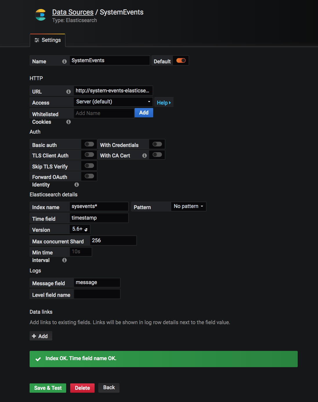 ES Datasource Setup