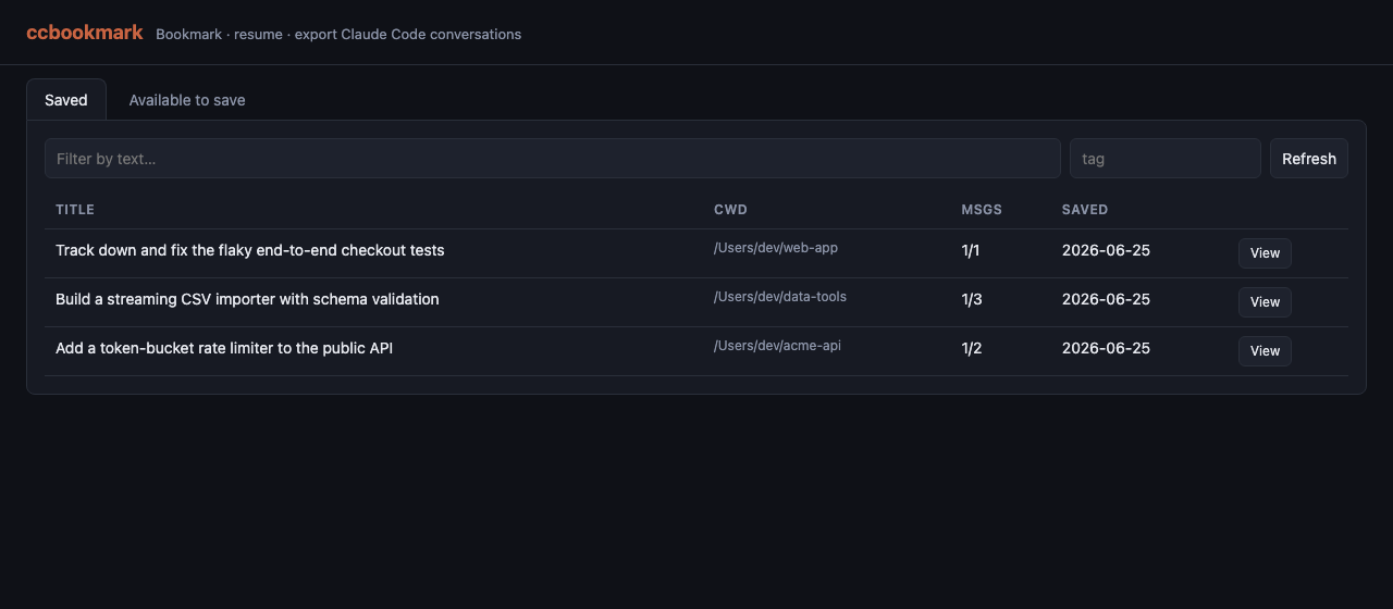 ccbookmark web UI
