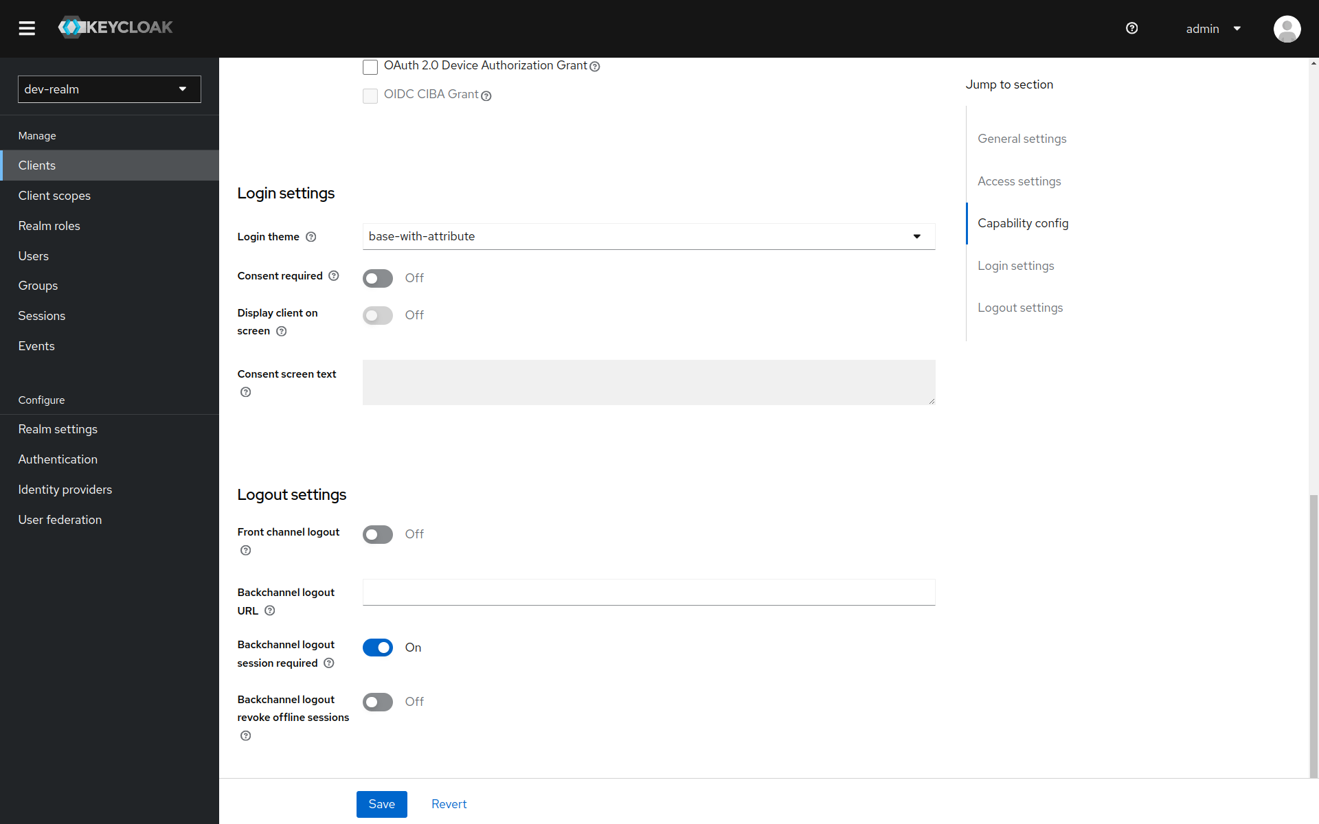 Example client configuration