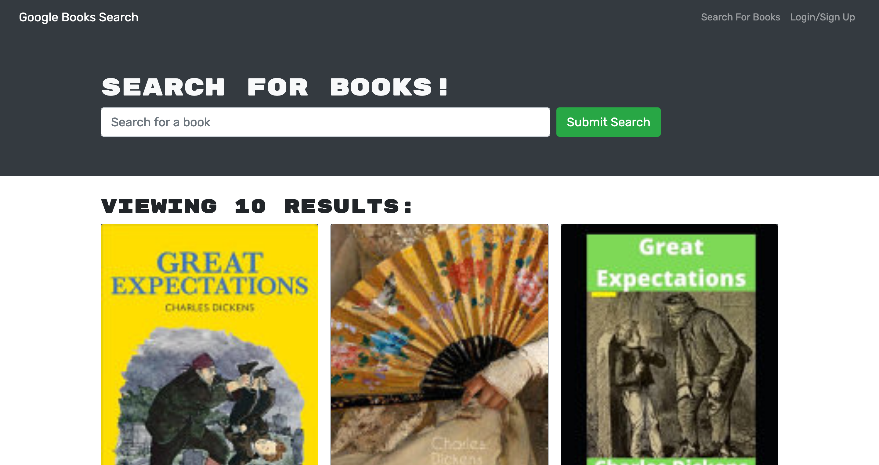 Screenshot of the Book Search's main page