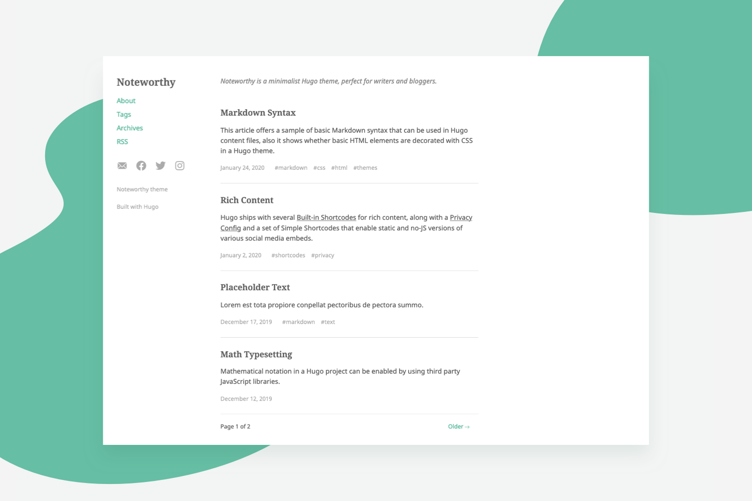 hugo-theme-noteworthy 网站模板截图