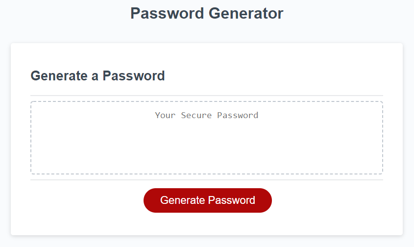 Screenshot of password generator