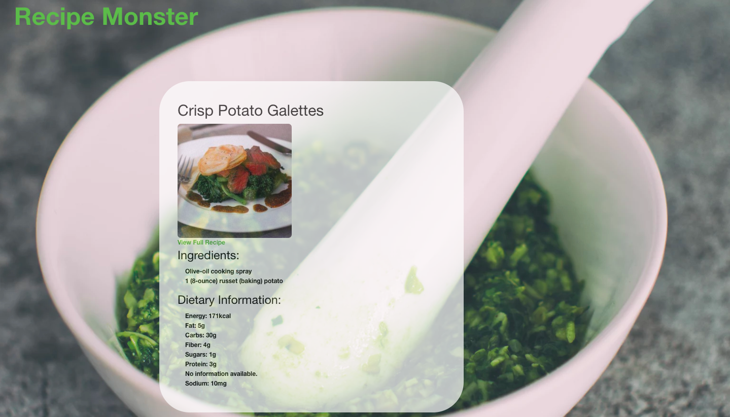 Recipe Page Screenshot