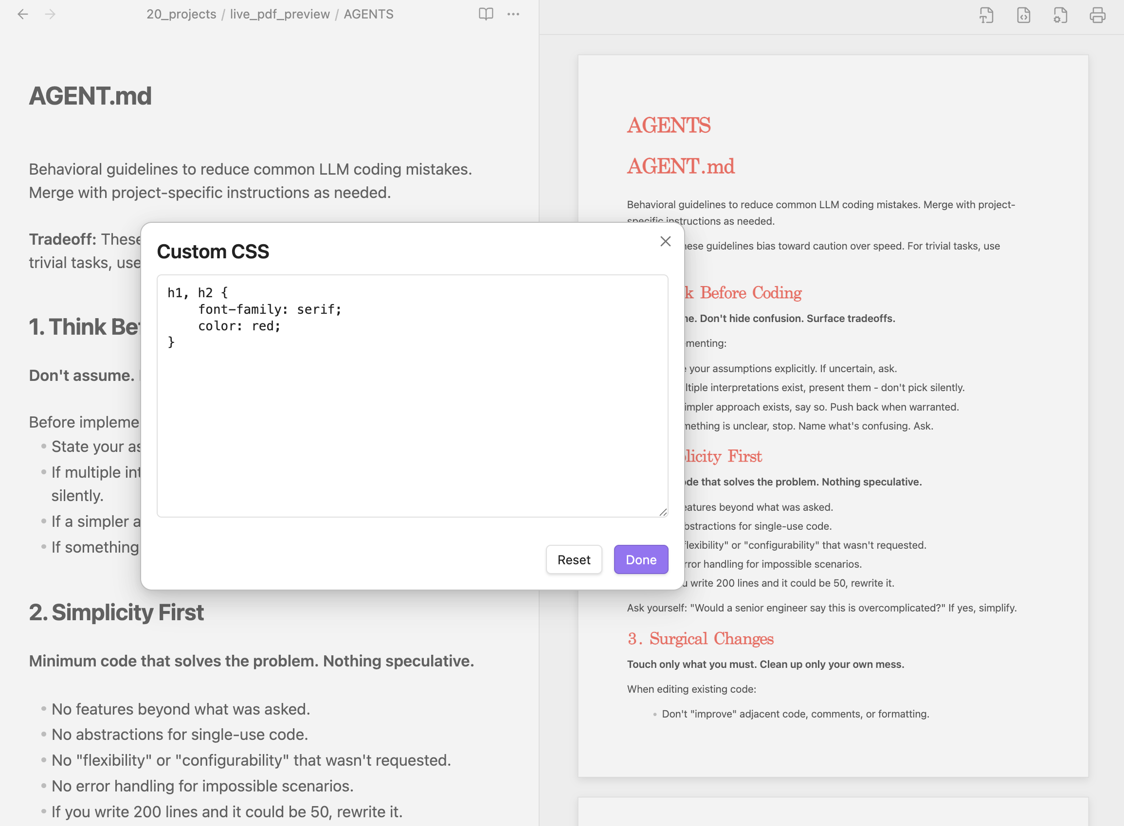 Page Layout Settings Modal