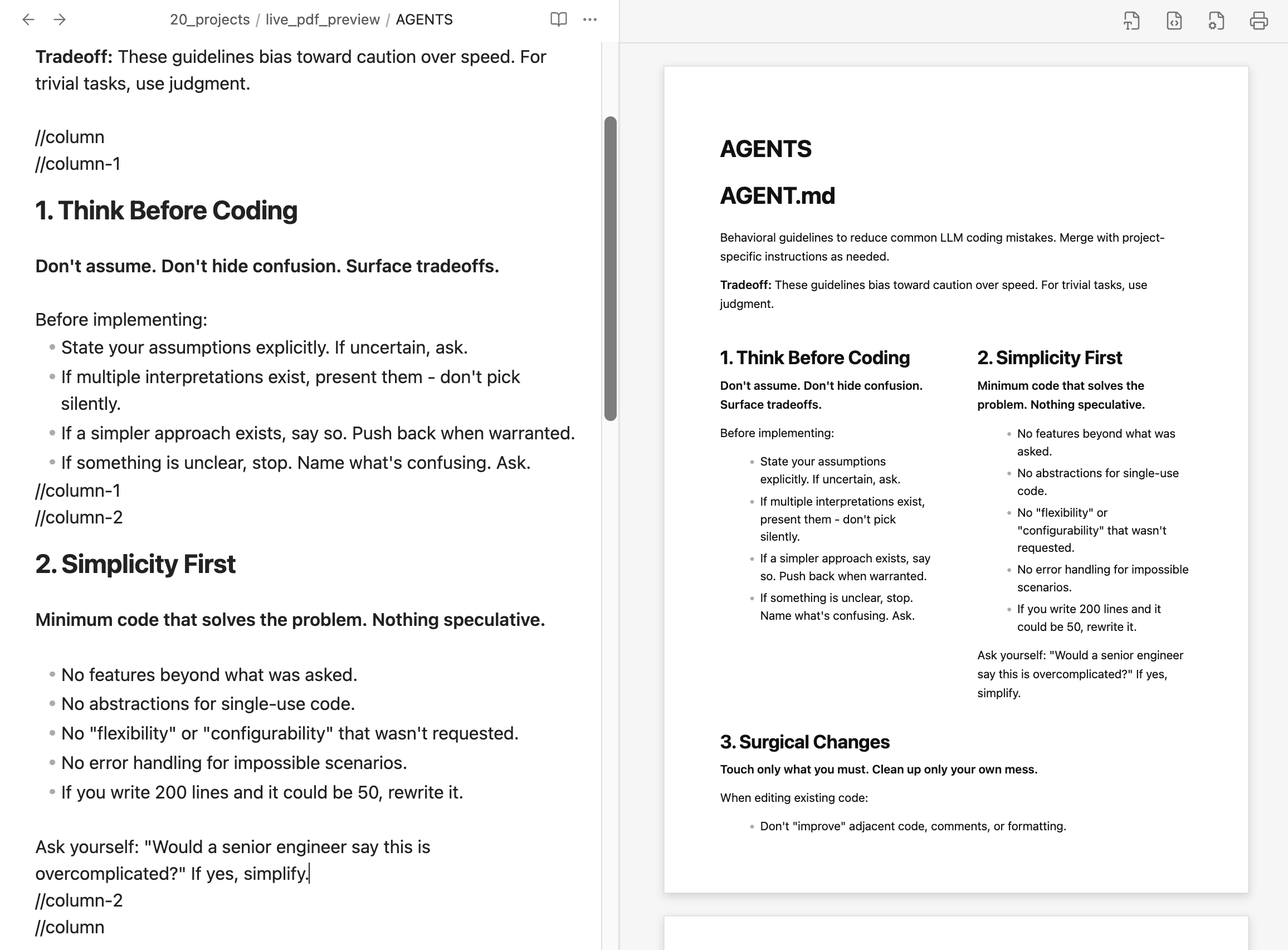 Multi Column Layout Screenshot