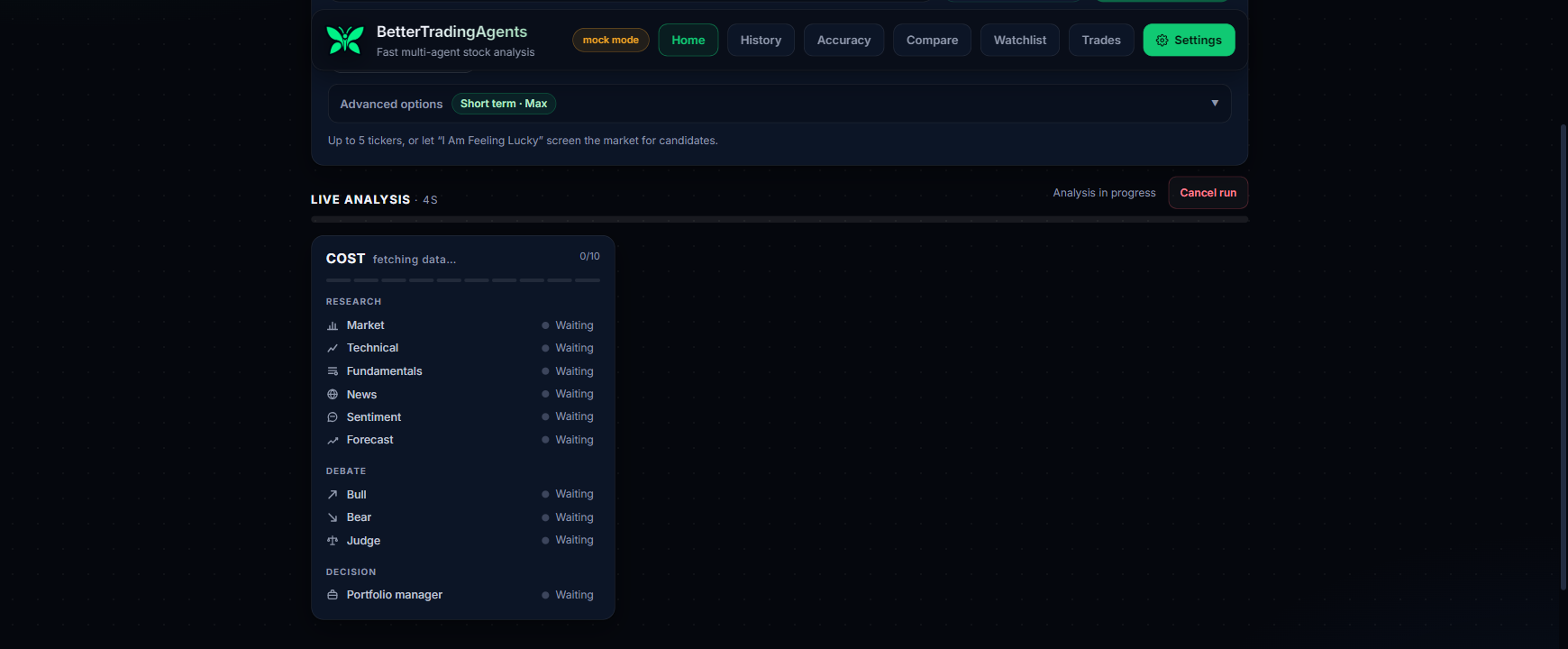 Live agent progress