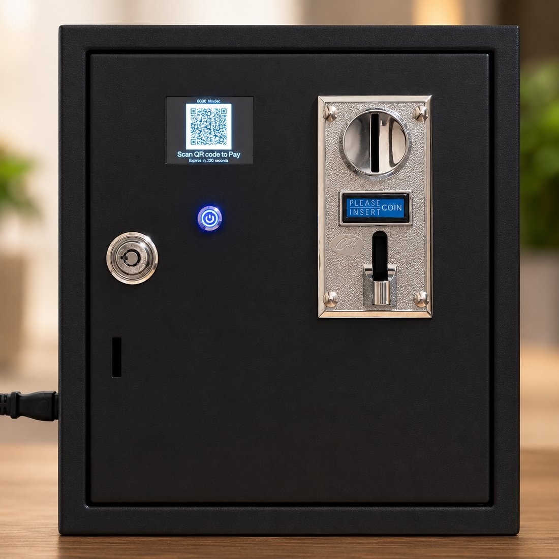 Sintron ST-004-F showing a payment QR code on its screen