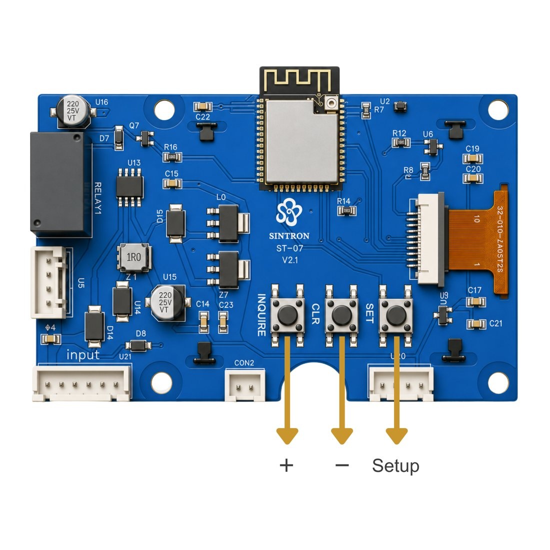 INQUIRE, CLR and SET buttons on the control module