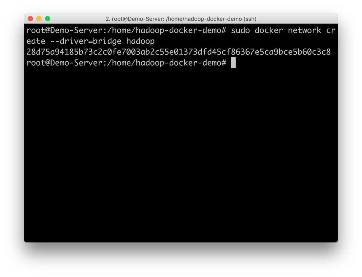sudo docker network create --driver=bridge hadoop