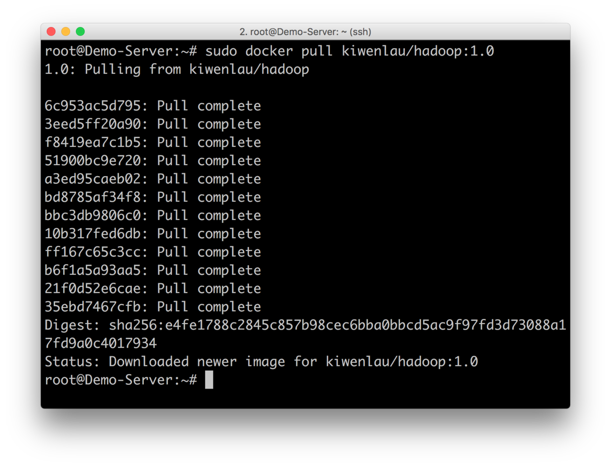 sudo docker pull kiwenlau/hadoop:1.0