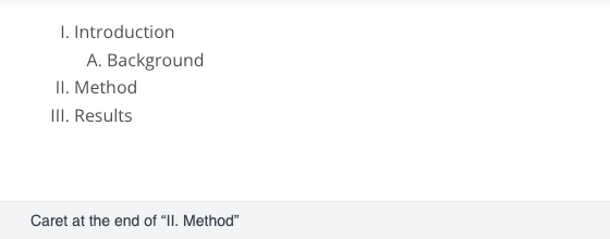 Tab, Shift+Tab and Enter in an outline