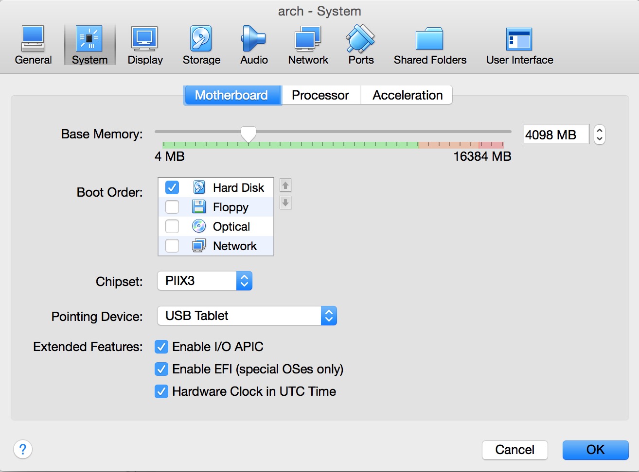 Enable efi in the virtual settings under system tab