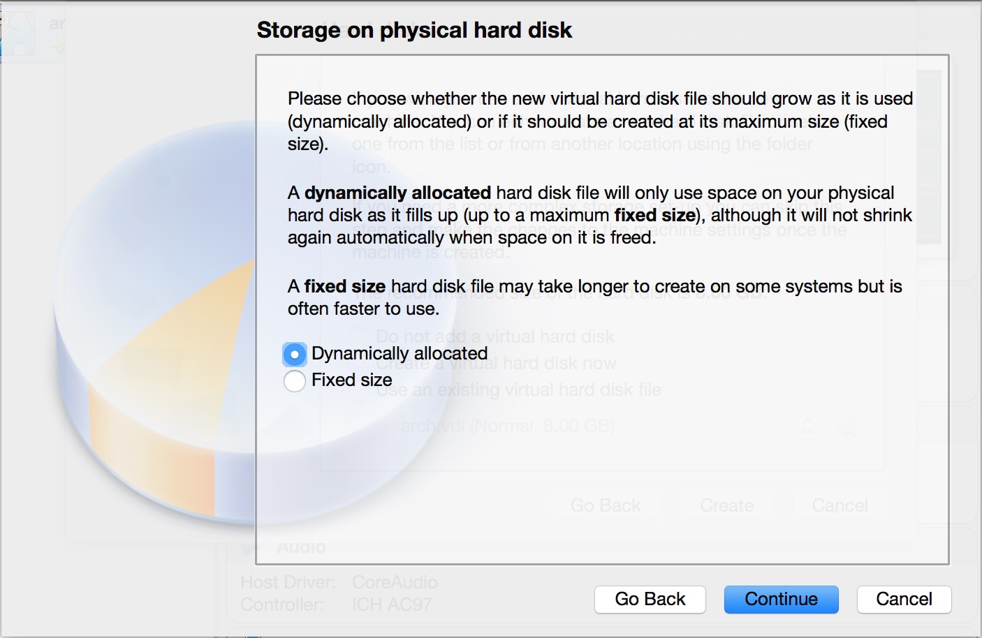 Set storage type: dynamic or fixed