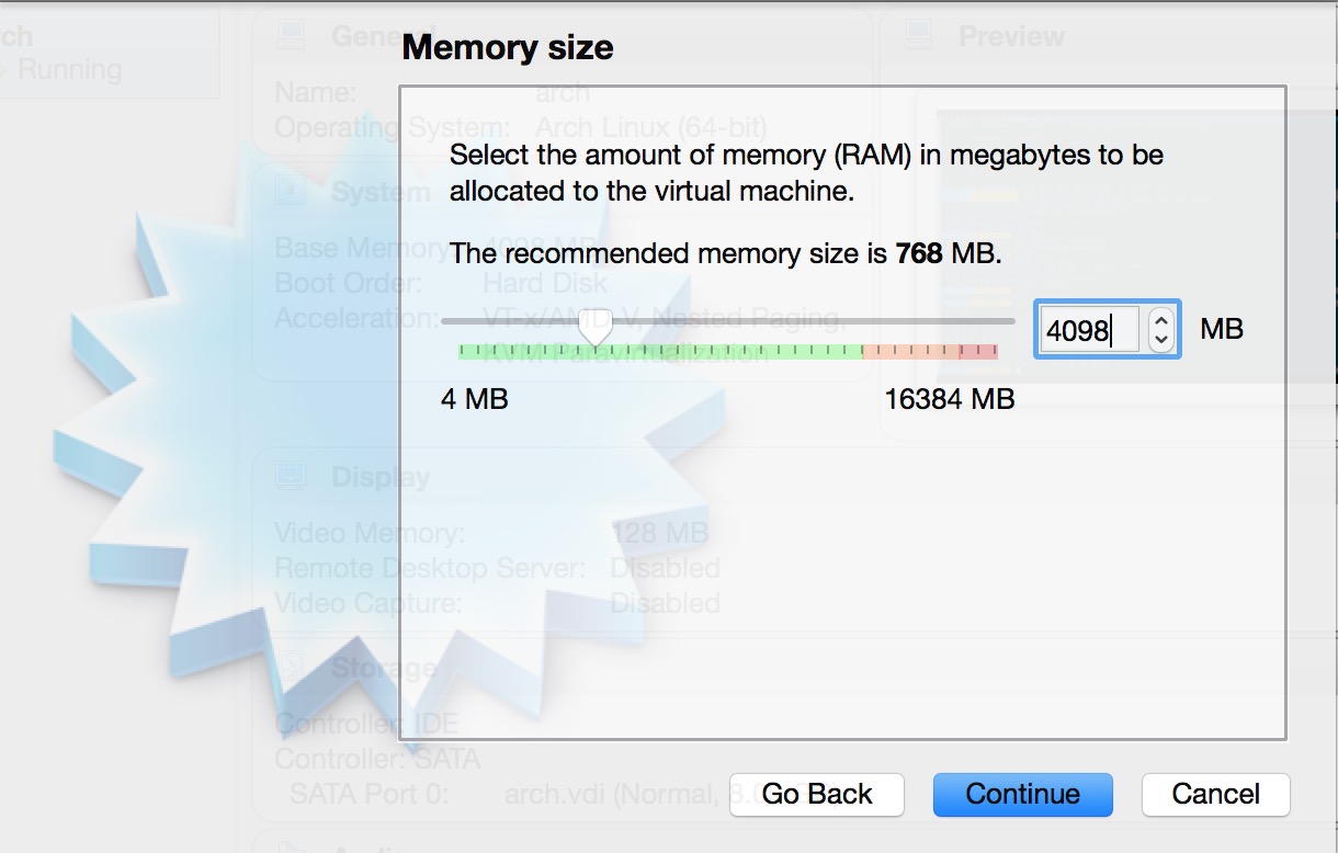 Allocate memorty for virtual