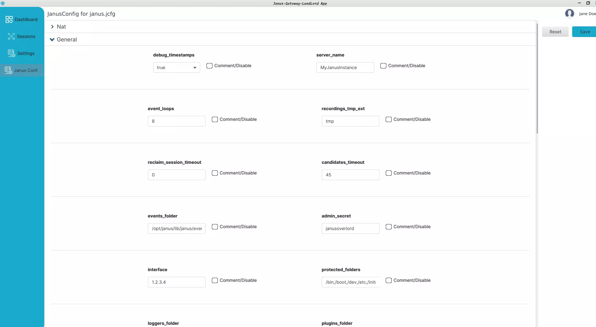 Janus Config Forms