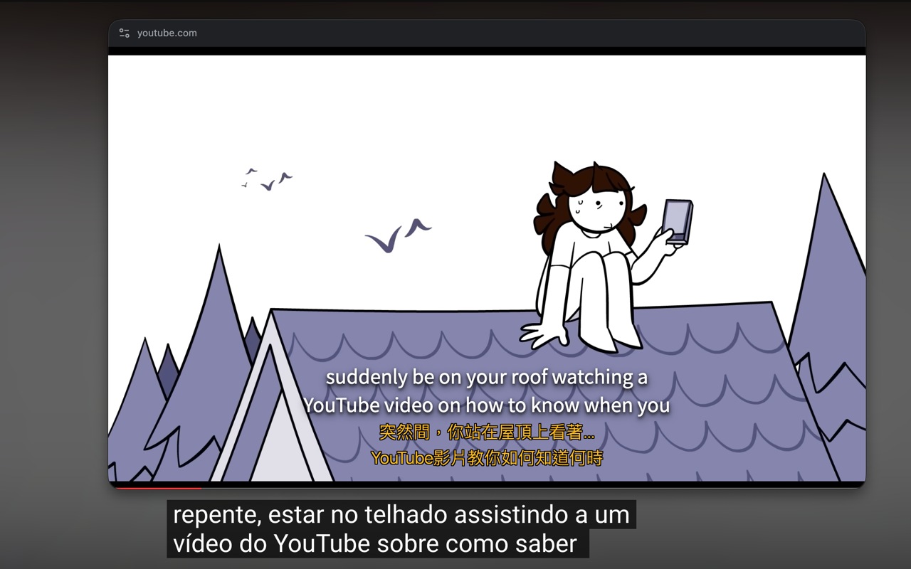 YouTube Picture-in-Picture bilingual subtitles