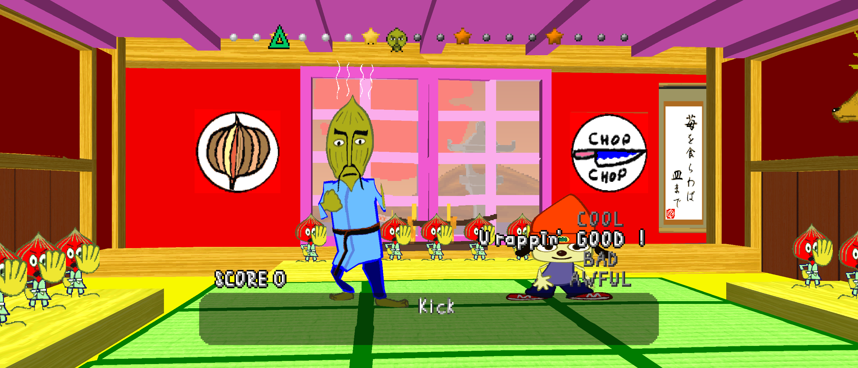 Stage 1 at 21:9 with rhythm cues visible