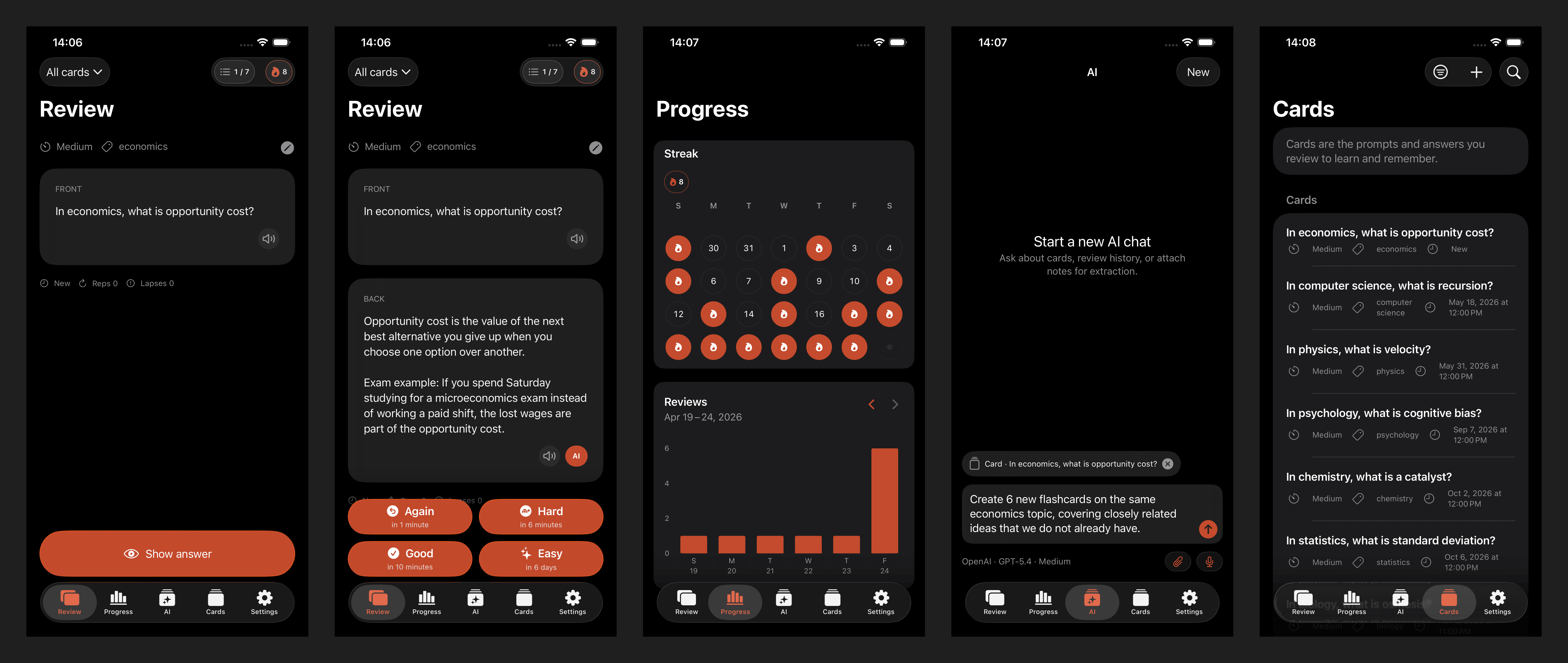 Flashcards Open Source App screenshots