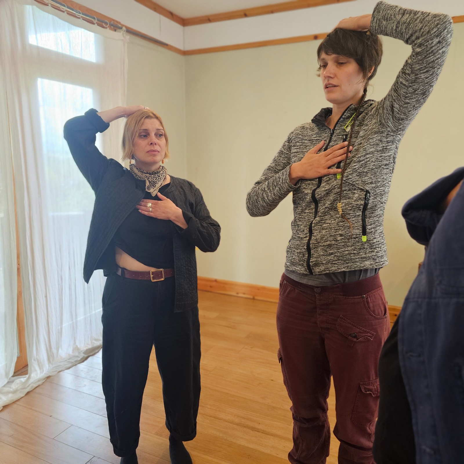 Kirstin leading a group in grounding
