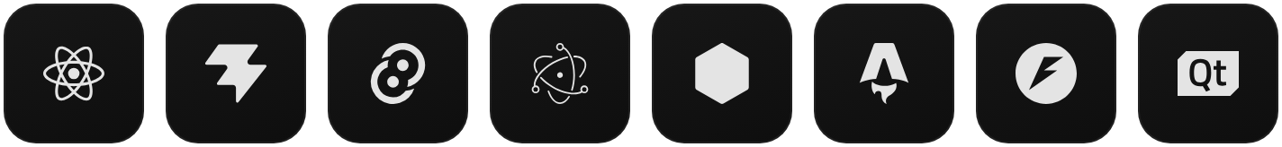 react, vite, tauri, electron, node, astro, fastapi, qt