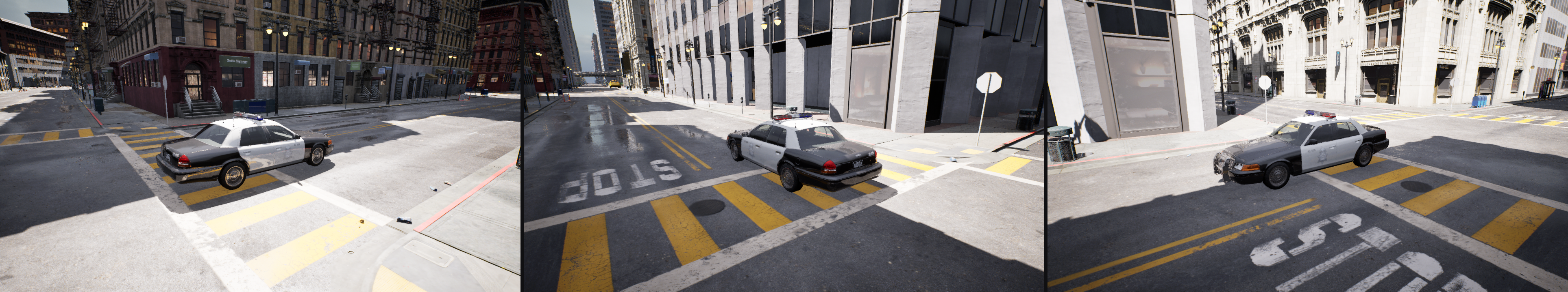 Multi-vehicle 24-point keypoint predictions on a synthetic street scene
