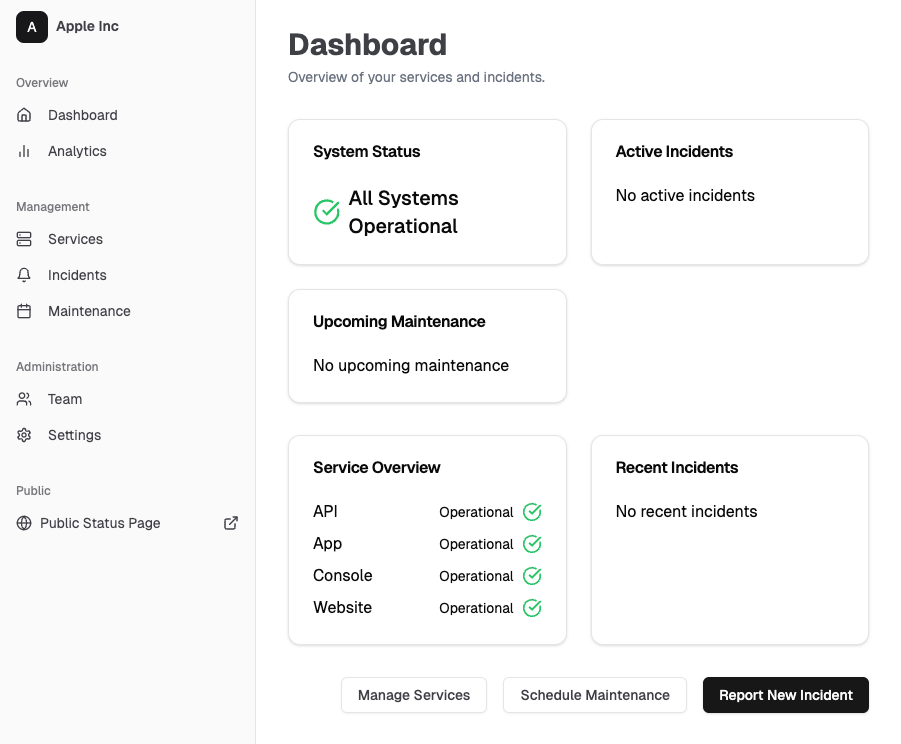 HeyStatus Dashboard