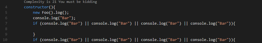 First sample, demonstrating a constructor with overall complexity of 21