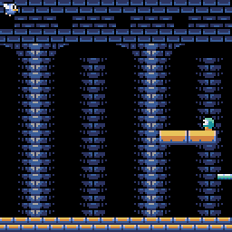 Pyxel's bundled platformer example driven headlessly with right held and three scheduled jumps
