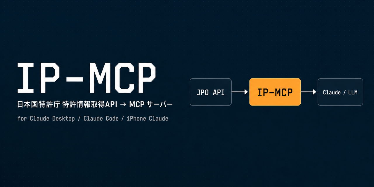 IP-MCP — JPO 特許情報取得 API → MCP サーバー