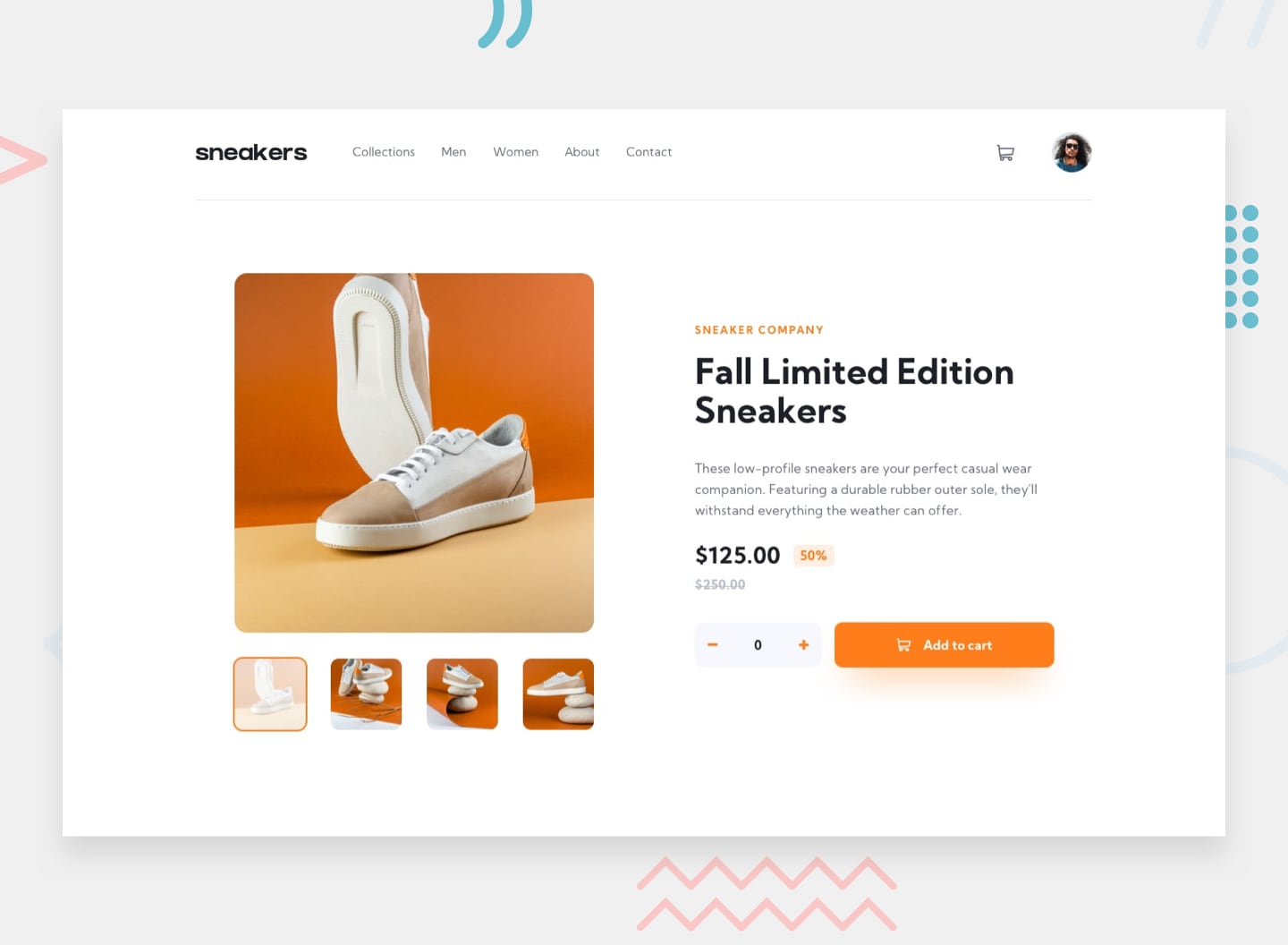 Design preview for the E-commerce product page coding challenge
