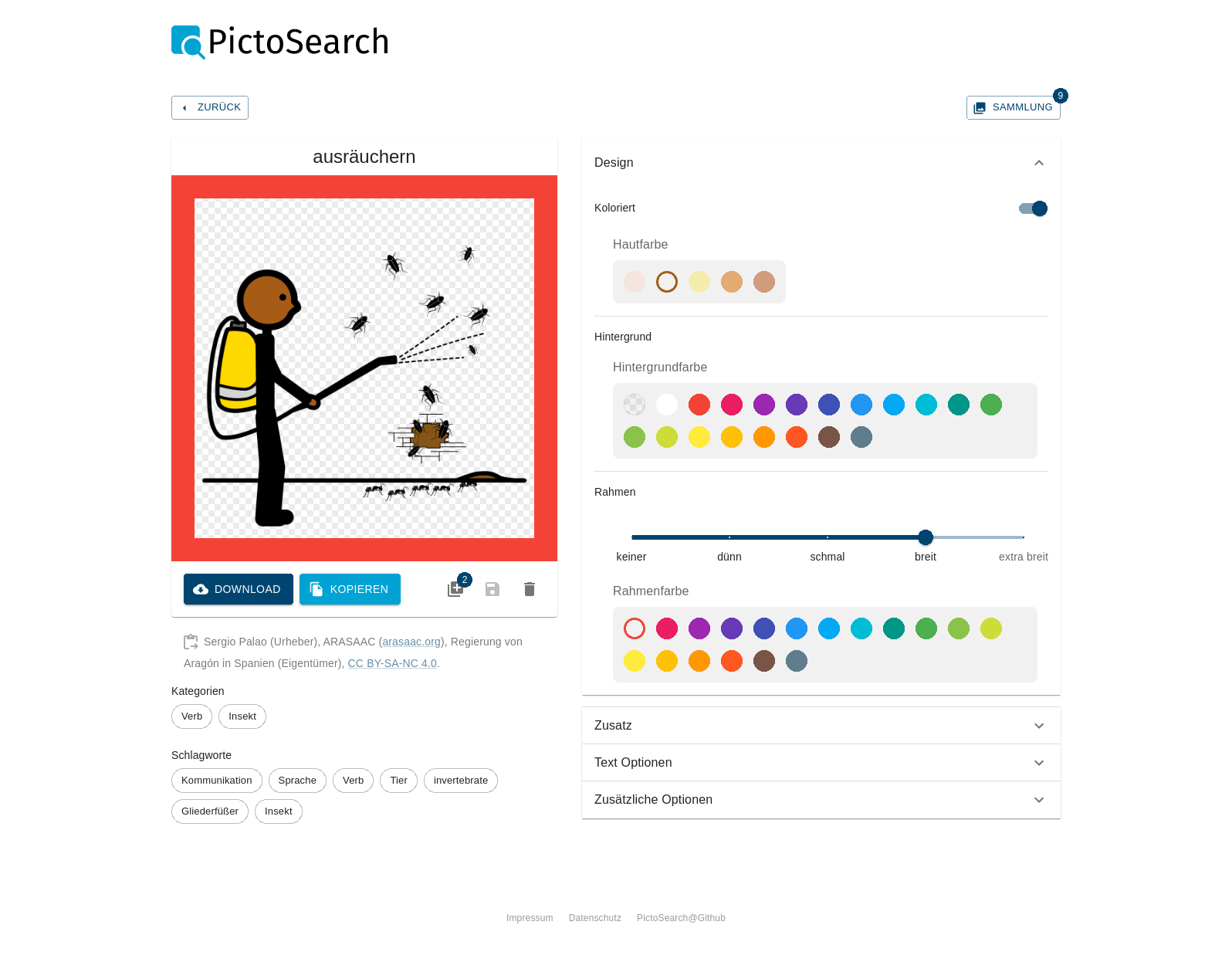 Screenshot pictogram configuration