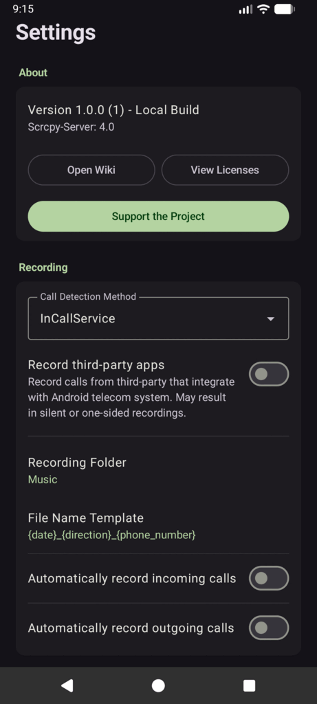 Screenshot 1 of Shizu Call Recorder — opens full size