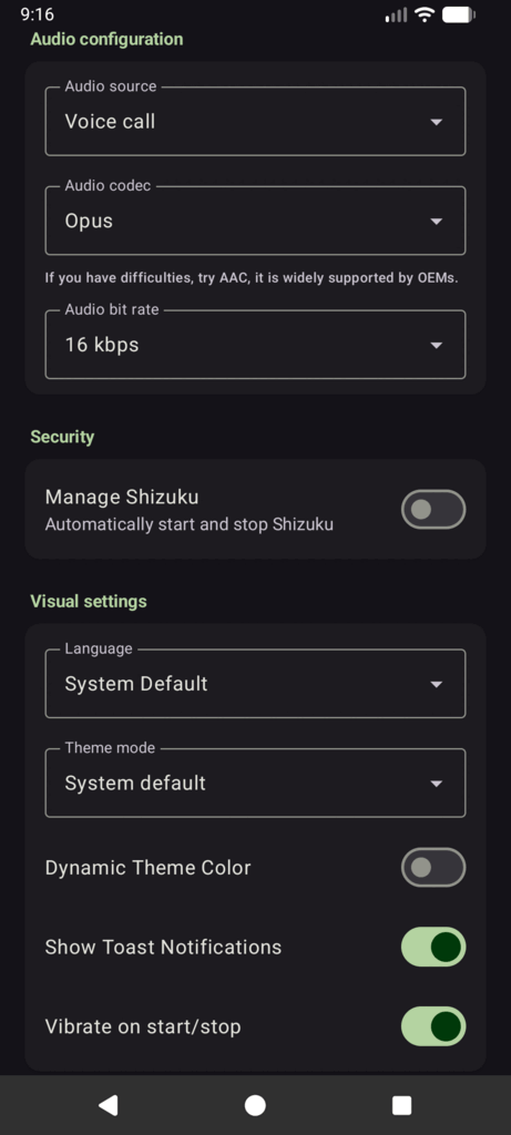 Screenshot 2 of Shizu Call Recorder — opens full size