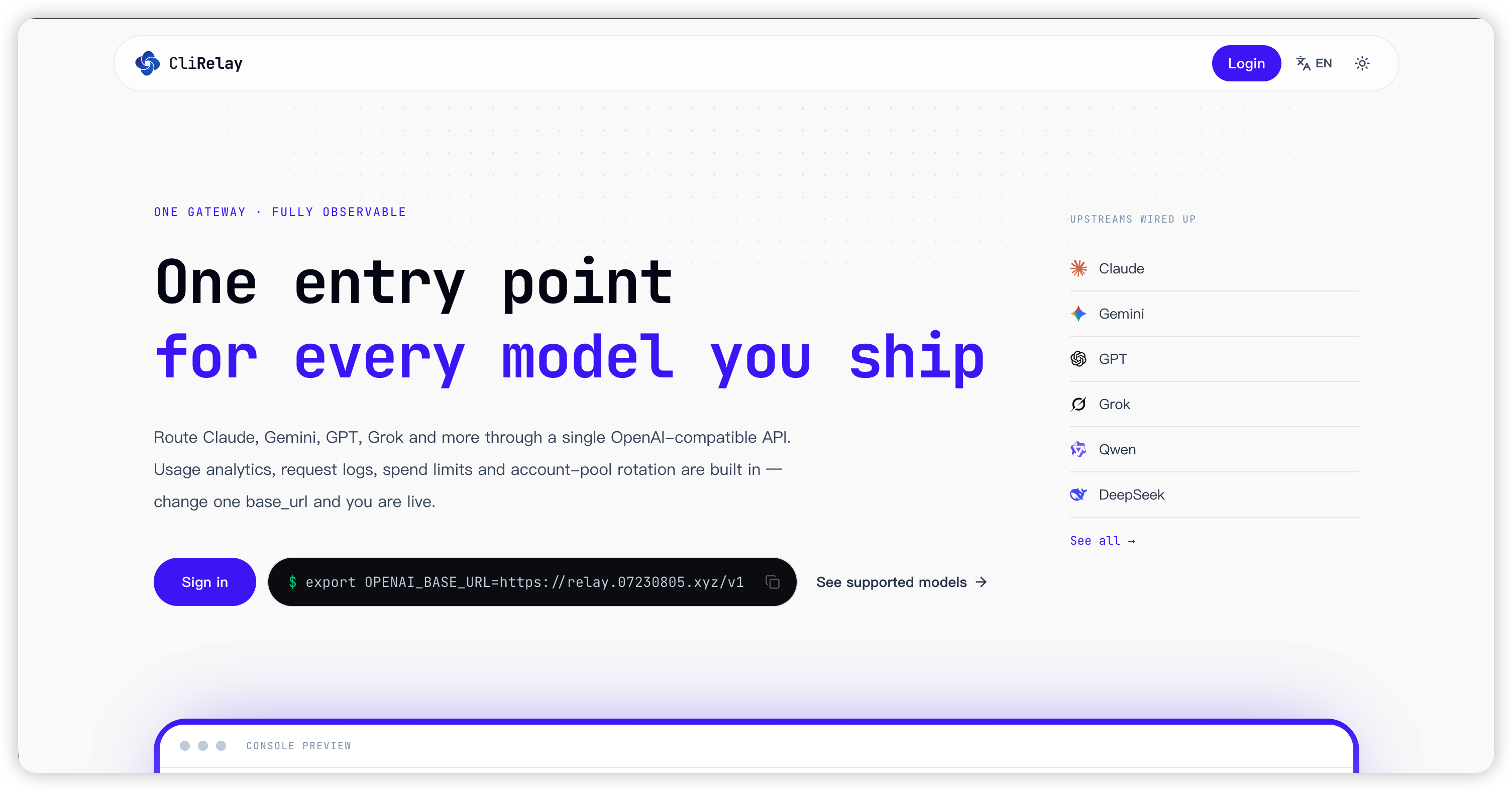 CliRelay portal landing page